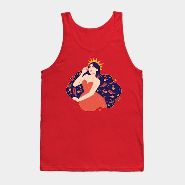 Nature's Crown - Red Tank Top by kjm.illustrations